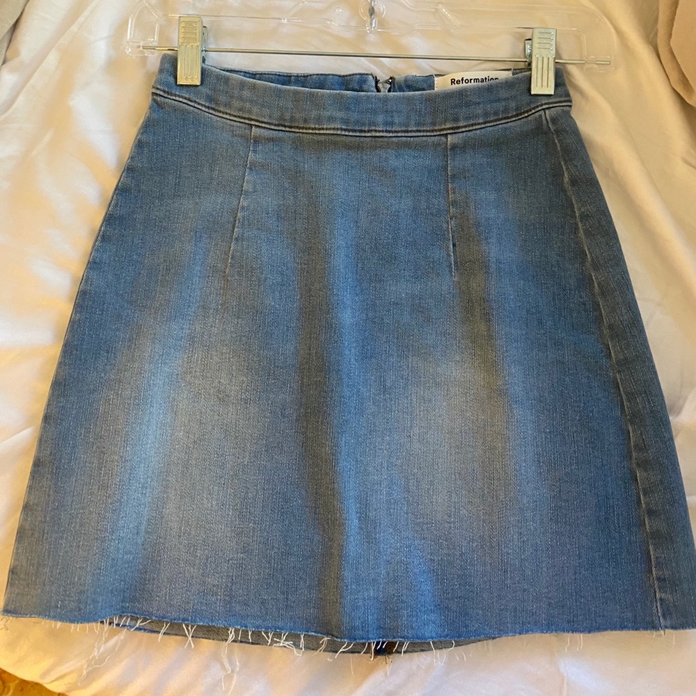 Reformation evie Jean skirt 25
